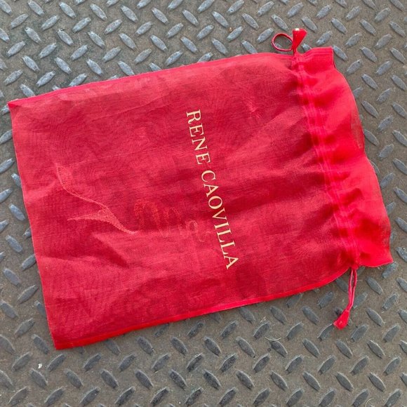 Rene Caovilla Dust Bag Red Organza Fabric Draw String Storage Bag Authentic - Picture 3 of 11